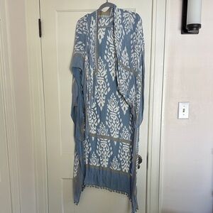 Blue and White Patterned Swim Coverup